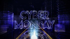 Shopping Cyber monday Advertisement. Traveling Inside a Digital Environment. Words Cyber Monday Appear Projected by a Beam of Light in the Middle of the Path. E-commerce. Cyber monday Sales. Animation - Powered by Shutterstock - Get 15% off with code: PIKWIZARD15