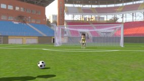 kids Playing football in ground 3d rendered video clip