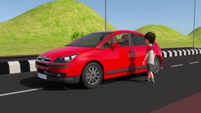 Car Door closing 3d rendered video clip