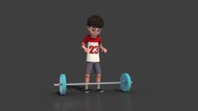 weight lifting in Gym 3d rendered video clip