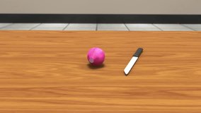 Cutting onion using knife 3d rendered video clip