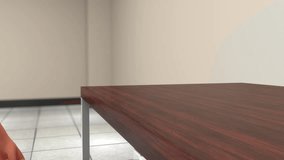 Hammering nail into wooden plank 3d rendered video clip