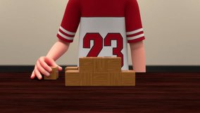 Boy Playing building boxes game 3d rendered video clip