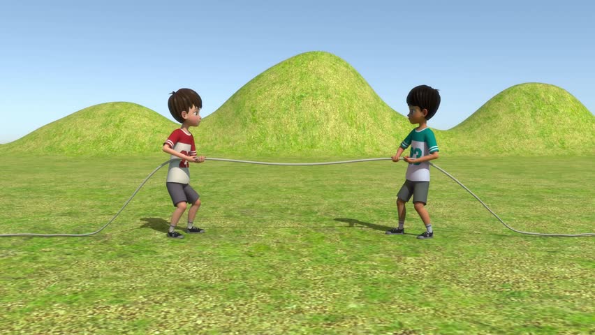 Tug Of War Equal Force Net force 3d rendered video clip Royalty-Free Stock Footage #3445551431