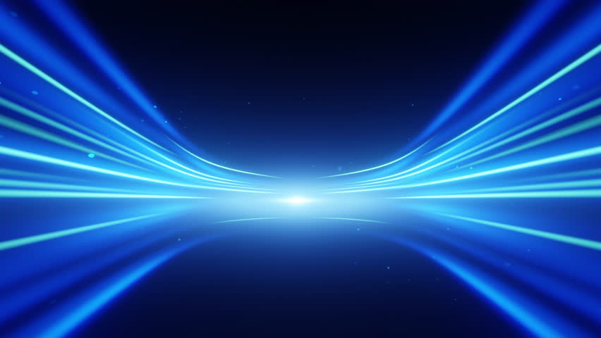 Dynamic abstract background with blue light streaks converging in the center, reminiscent of space and speed themes. Royalty-Free Stock Footage #3445604205