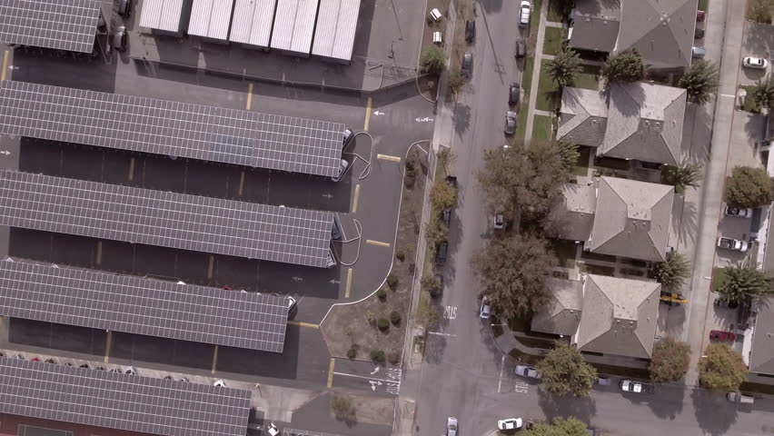 Aerial Top Panning Beautiful View Of Houses With Roofs In City On Sunny Day - San Jose, California