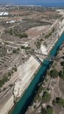 Aerial video of bridges over the Corinth Canal, Greece.