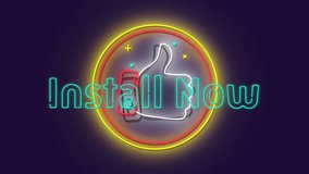 Animation of install now neon text in circle on black background. Global video game, digital interface, communication, computing and data processing concept digitally generated video. - Powered by Shutterstock - Get 15% off with code: PIKWIZARD15