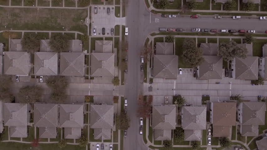 Aerial Top Forward Scenic View Of Roofed Houses In Residential City - San Jose, California