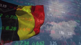 Animation of financial data processing over flag of belgium. Global finance, business, connections, computing and data processing concept digitally generated video. - Powered by Shutterstock - Get 15% off with code: PIKWIZARD15