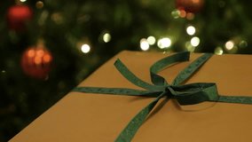  Luxurious Christmas gift wrapped close-up 3840X2160 UHD video