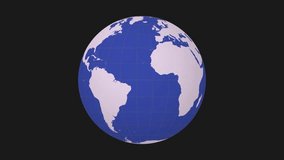 Spinning earth. Normal sphere view. Slow speed planet rotation. Solid color style. World map with sparse graticule lines on dark background. Sublime animation. - Powered by Shutterstock - Get 15% off with code: PIKWIZARD15