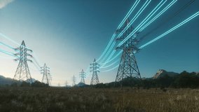 Power Transmission Lines. Clean Ecological Environment. High voltage steel power pylons in field. Transmission of electricity through high-voltage wires - Powered by Shutterstock - Get 15% off with code: PIKWIZARD15