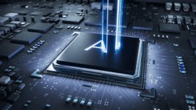 Dynamic Close-up of Laser Engraving on Advanced AI Chip. Laser Engraves AI Accelerated on CPU Microchip Surface. The Next Generation Processor for Datacenter Cloud and Artificial Intelligence Solution - Powered by Shutterstock - Get 15% off with code: PIKWIZARD15