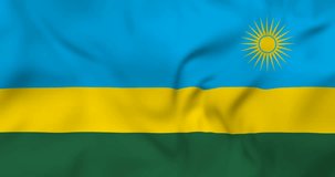 Waving flag of Rwanda. 3d seamless animation in 4k resolution video.
