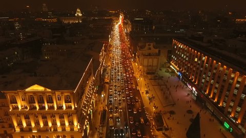 Night View Tverskaya Street Winter