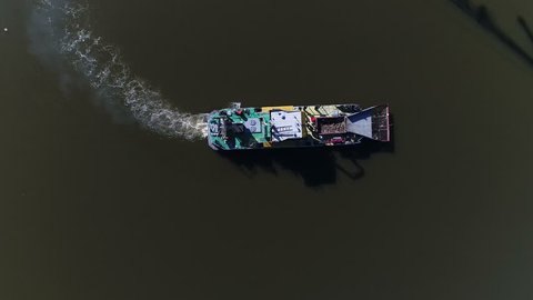 Garbage Collection Boat on Moskva River