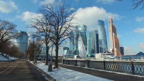 Moscow City Skyline from Taras Shevchenko Embankment
