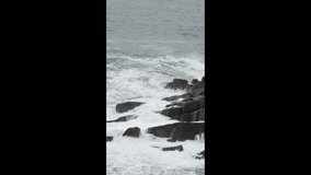 Vertical Video Slow Motion of Waves on the Atlantic Ocean