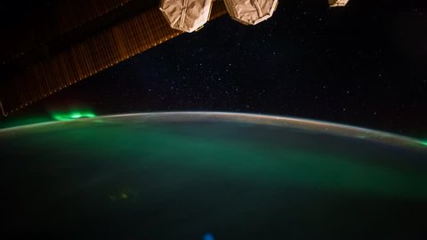 Planet Earth view seen from the International Space Station with Aurora Borealis over the Indian Ocean on June 2017, Time Lapse 4K. Images courtesy of NASA Johnson Space Center. Stock Video
