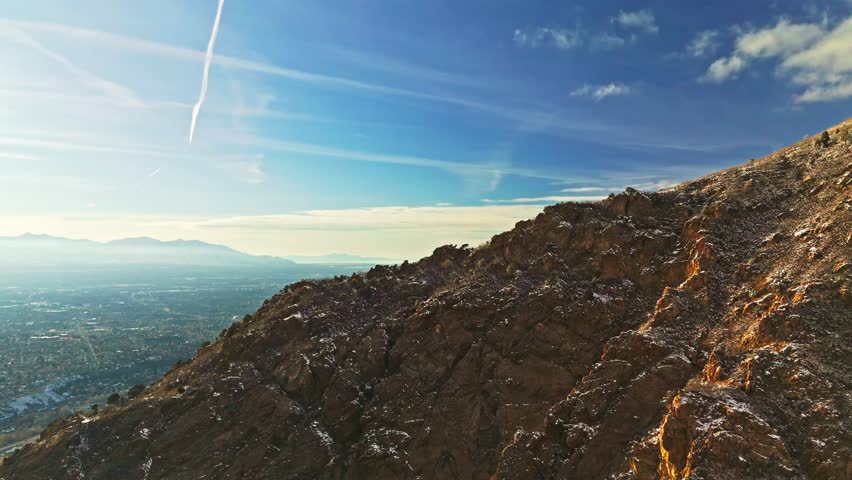 Scenic morning view of Salt Lake city over the mountains top