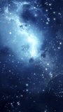 Cosmic blue nebula of gas and dust. Verical video. High quality footage
