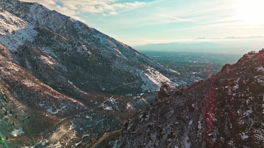Scenic morning view of mountains range in Salt Lake city area in Utah