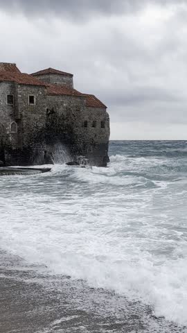 Budva Montenegro Adriatic sea old town storm