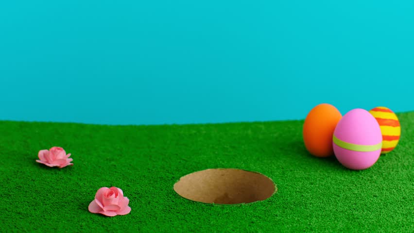 Minimal Easter concept, Easter bunny background Royalty-Free Stock Footage #3446677601