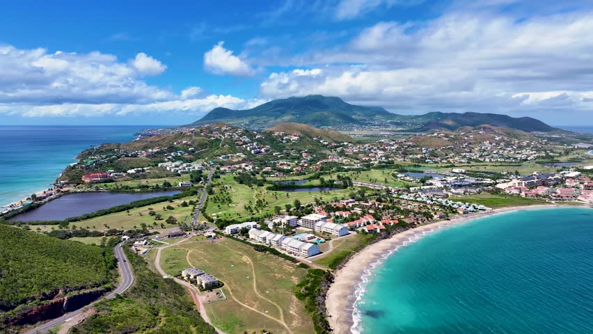 Saint Kitts and Frigate Bay Drone Skyline Panorama Aerial