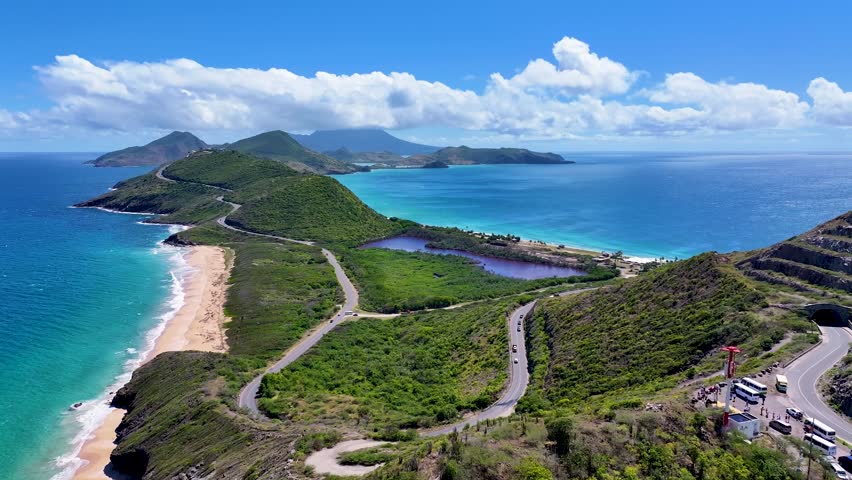 St Kitts Drone Skyline Panorama Aerial Flyover