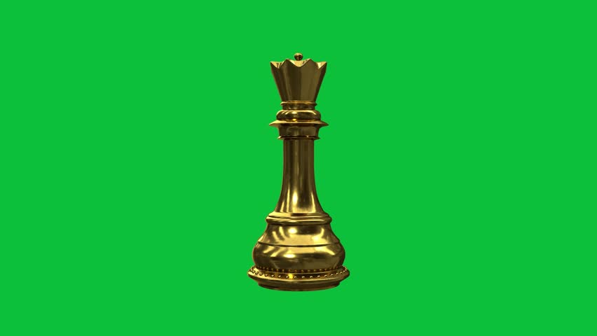 3D Queen chess piece golden green screen Royalty-Free Stock Footage #3446752827