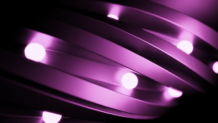 Abstract rolling light balls along 3d figure with narrow tracks. Design. Spheres of light rolling in the dark.