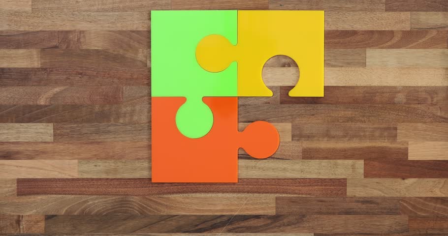 Businessman collects colored puzzle on table in the office top view. Search and strategic planning for business development Royalty-Free Stock Footage #3446791743