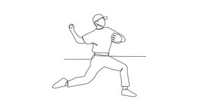 Animated self drawing of Baseball player video illustration. baseball player throwing, catching,  hitting and running to base, and sliding. Continuous line sports design video design illustration. - Powered by Shutterstock - Get 15% off with code: PIKWIZARD15