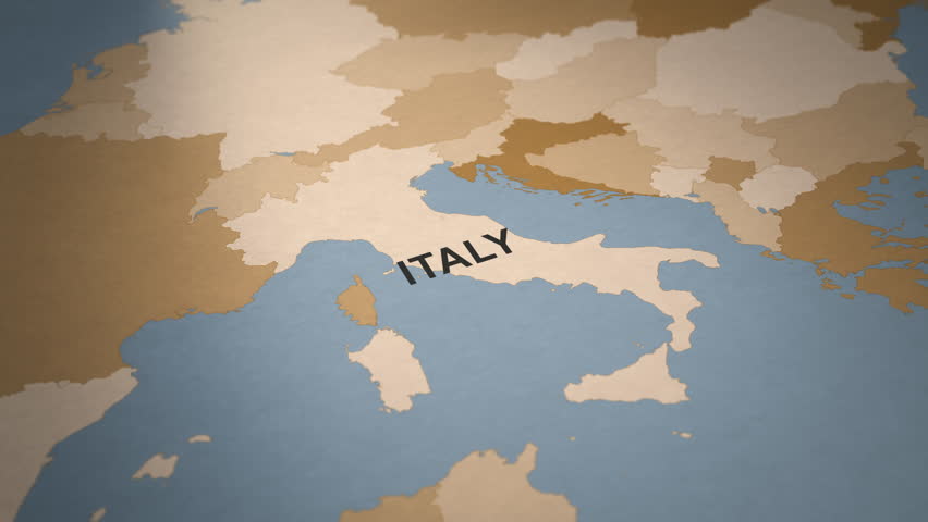 Old Paper Map of Italy