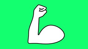 Flexed biceps animated, isolated on transparent background with alpha channel.