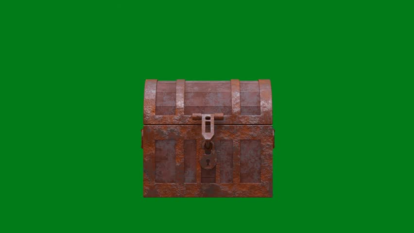 Open old wooden treasure box rusty metal edge open and empty front view 3D rendering Royalty-Free Stock Footage #3446973609