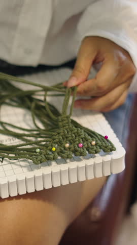 Women hands darning woollen yarns in Thailand Royalty-Free Stock Footage #3447007987