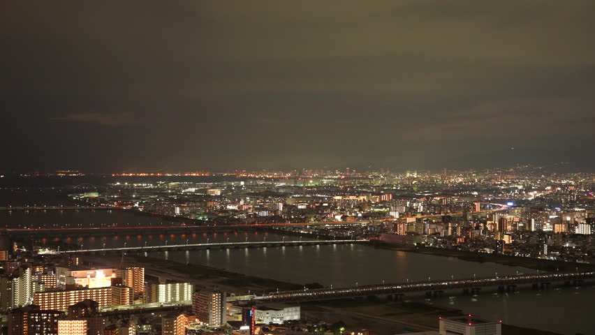 Night scenery of Osaka city, Japan