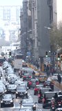 Vertical video.Barcelona.Timelapse of traffic in Via Laiatena in Barcelona