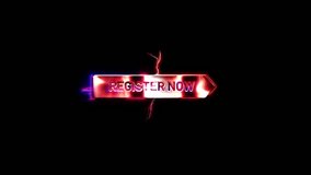 Register Now pink neon abstract lightning glitch text animation on black abstract background   - Powered by Shutterstock - Get 15% off with code: PIKWIZARD15