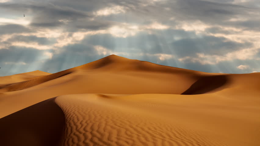 Timelapse of sunny day over the sand dunes in the desert. Rub