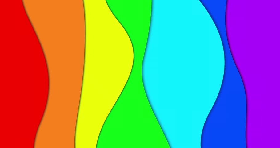 Rainbow wavy colors. Seamless loop animation. Moving colorful stripes, kids funny background