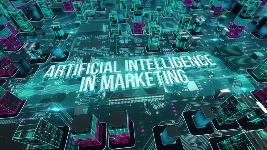Artificial intelligence in marketing with digital technology hitech concept
