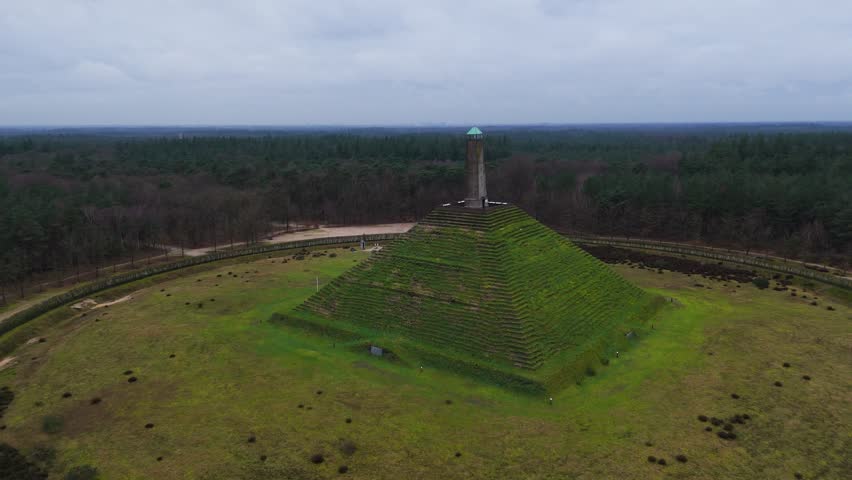 Ascending History: Aerial View of the Pyramide van Austerlitz in Zeist, Netherlands