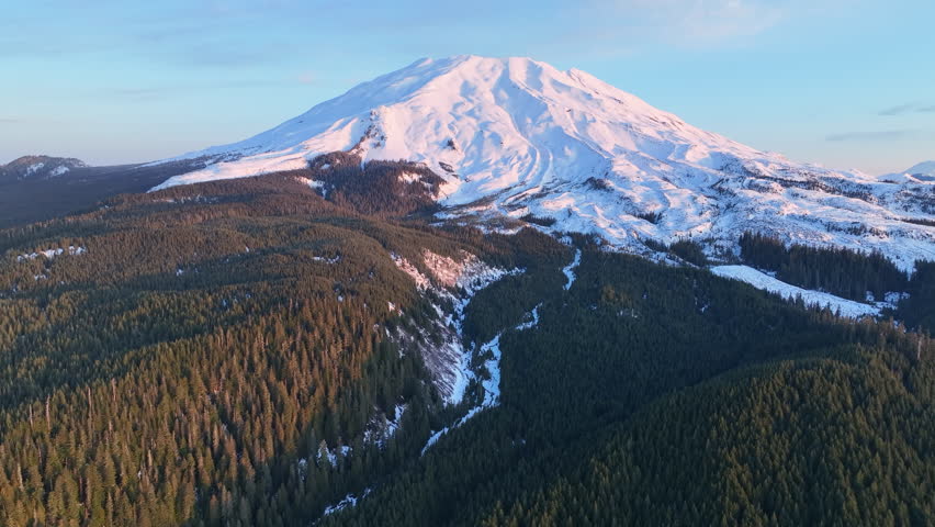 Mount St. Helens, not far from both Seattle and Portland, rises from the forested landscape in Washington State. This active and very scenic stratovolcano last erupted on May 18, 1980.
