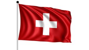 Looping Switzerland Flag with Fabric Structure - 4K Ultra HD Video (Alpha Channel Included)