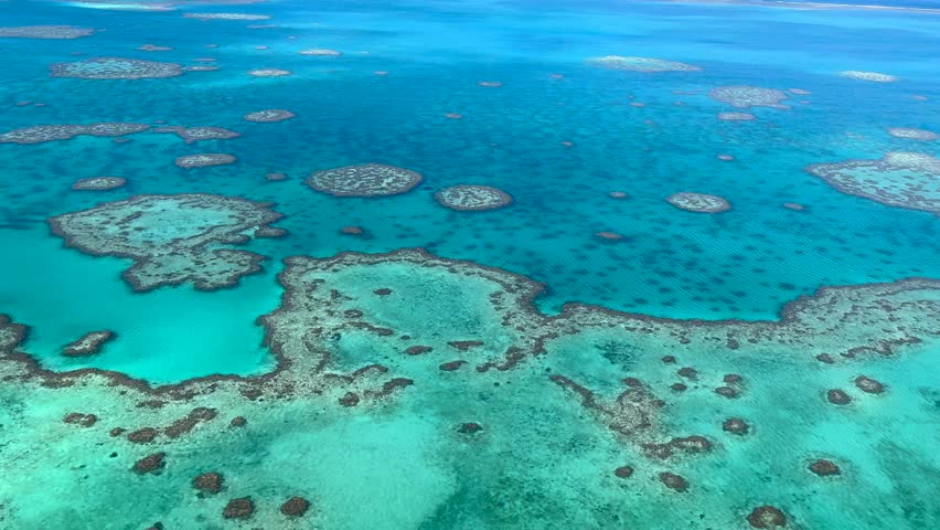 Aerial 4K of Great Barrier Reef in Queensland, Australia in December 2022