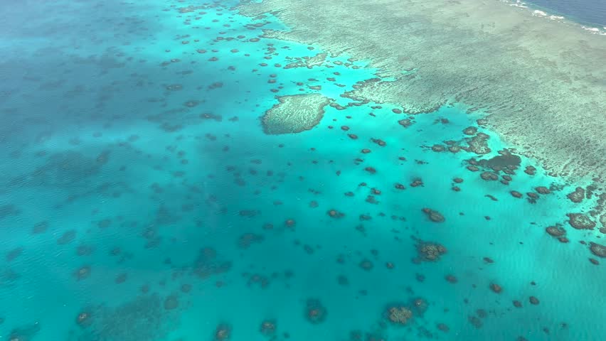 Aerial 4K of Great Barrier Reef in Queensland, Australia in December 2022